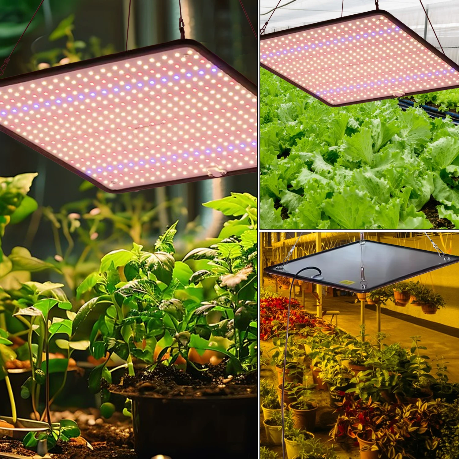 Pack de 2 lampes de culture LED à spectre complet 1200W, panneau quantique SMD2835, 500 LED 460nm/630nm/3500K, dissipation thermique en aluminium étanche 5mm, puissance réelle 40W, couverture 3x3ft, pour serre de plantes d'intérieur