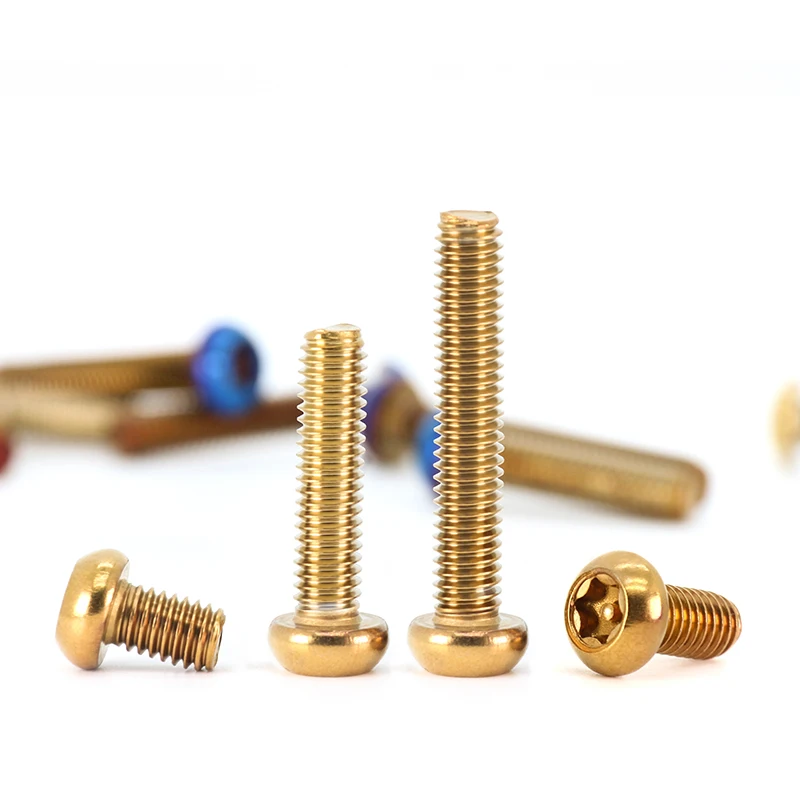Yiqianyuan Gold Torx Button Bolts SUS304 Stainless Steel With Pin Tamper Proof Security Screws M5 M6 For Motorcycle Modification