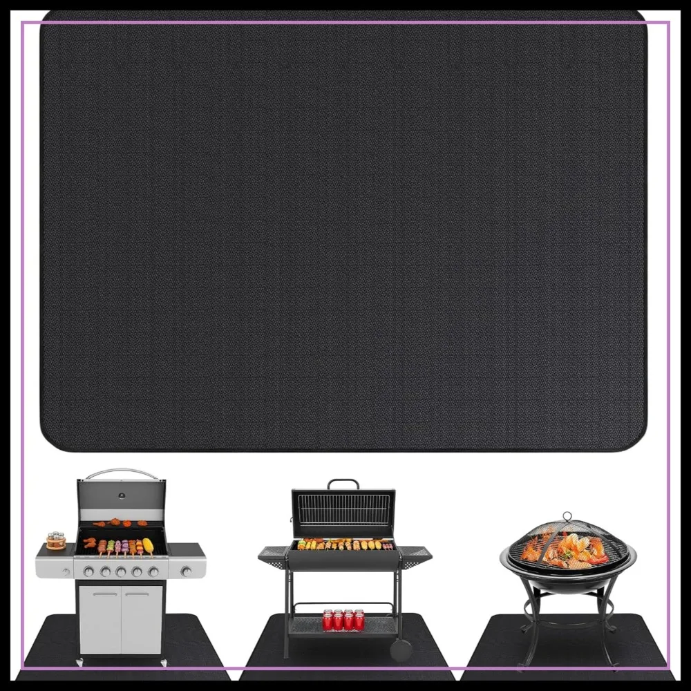 

Double-Sided Under Grill Mat 48x30 in - BBQ Fire Pit Deck Protector for Outdoor Grill