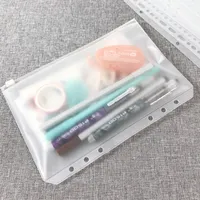 Convenient Clear PVC A5 A6 A7 Binder Pockets Clear Zipper Folders For 6-Ring Notebook Binder Files Reports Binder