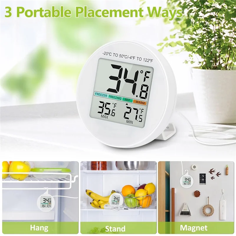 THIVN-2 Pack Termometro per frigorifero con sensore esterno per frigorifero, scene del congelatore