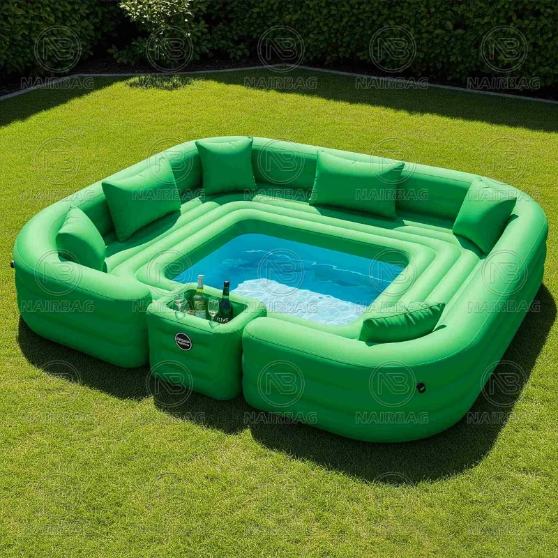2-in-1 luxury round inflatable sofa pool lounger and pool combination, suitable for summer relaxation
