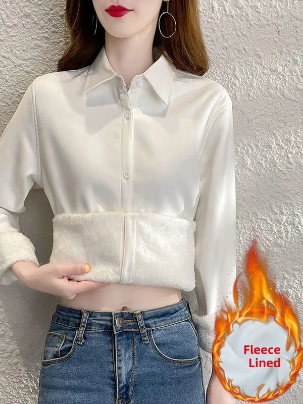 

Women's Collared Fce Lined Thiened Faionable irt Luxury Feel Younger Profional Clothing Autumn 2025 Warm Long Sve