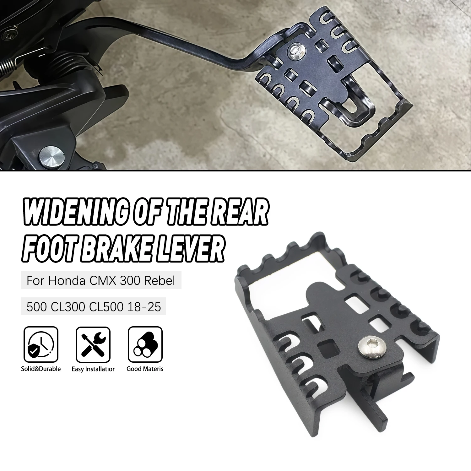 Rear Foot Brake Lever Pedal Enlarge Extension Pad Extender Motorcycle For Honda CMX 300 Rebel 500 2018-2025 CL300 500 2023-2025