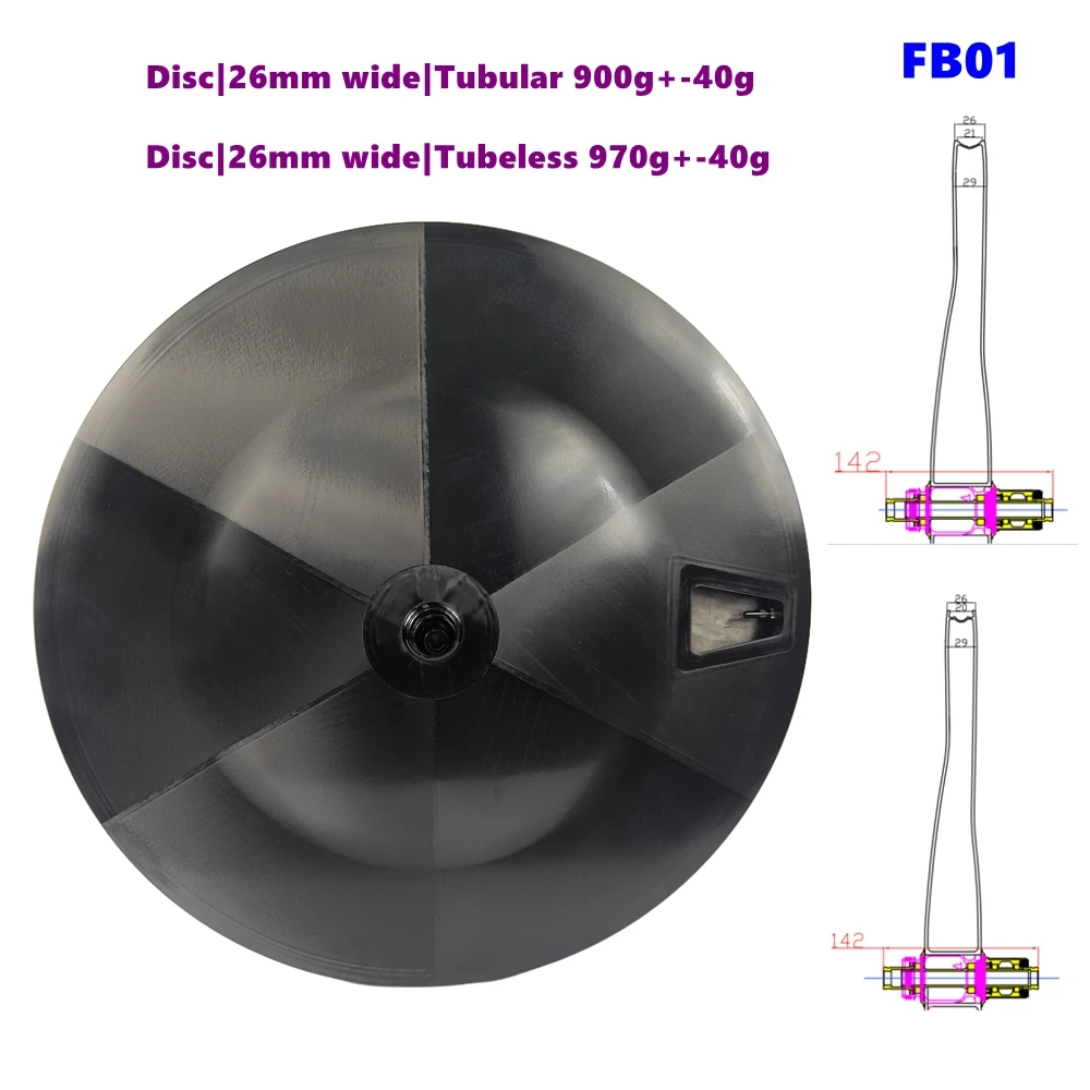 

BIKEDOC FB01 Asymmetric 26MM Wide Carbon Disk Wheel 700C Disc Wheelset Disc Brake Tubeless Road Bicycle Wheels