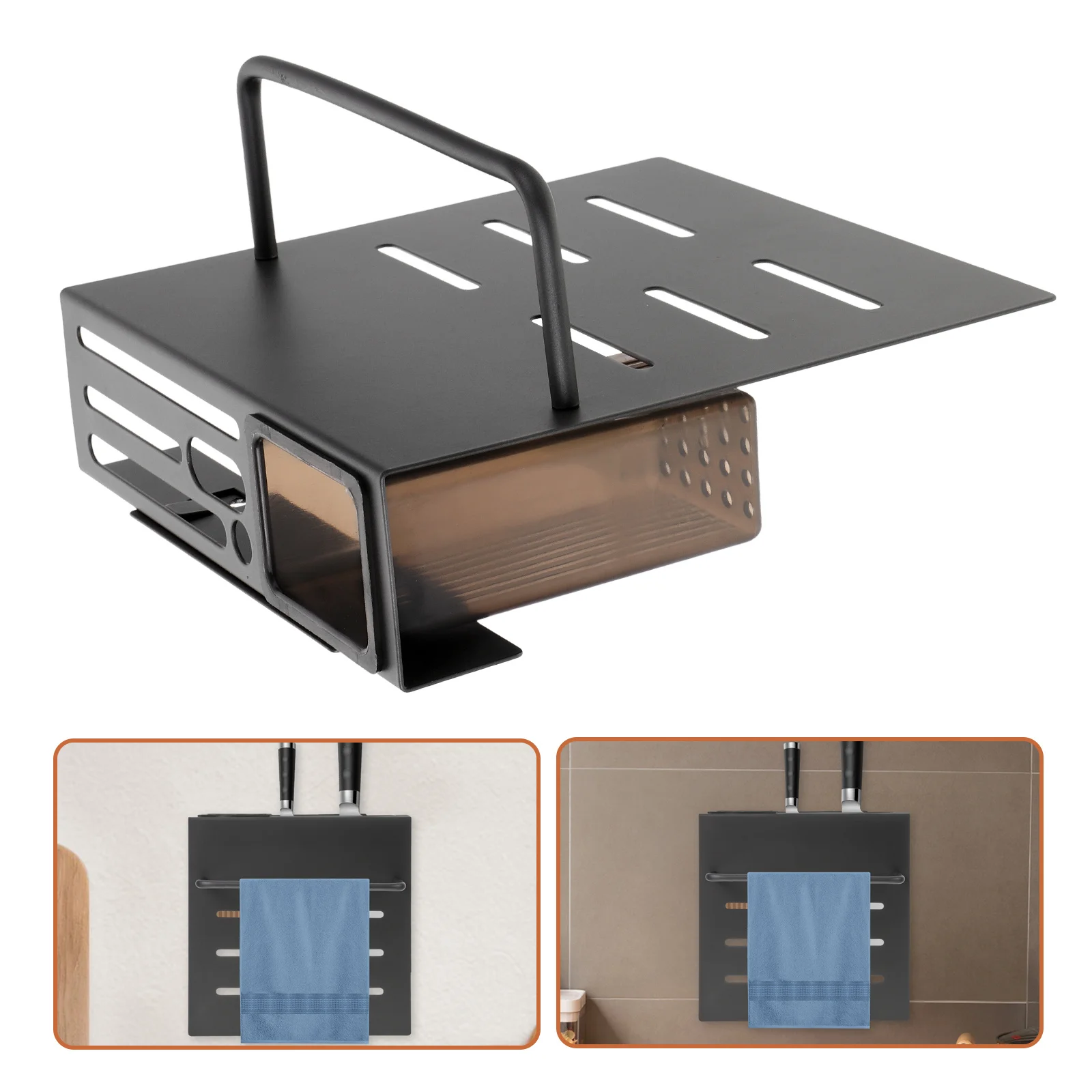 

Wall-Mounted Cutter Holder Kitchen Organizer Carbon Steel Rack Space-Saving Kitchen Utensil Holder Chopsticks Fork Spoon Storage