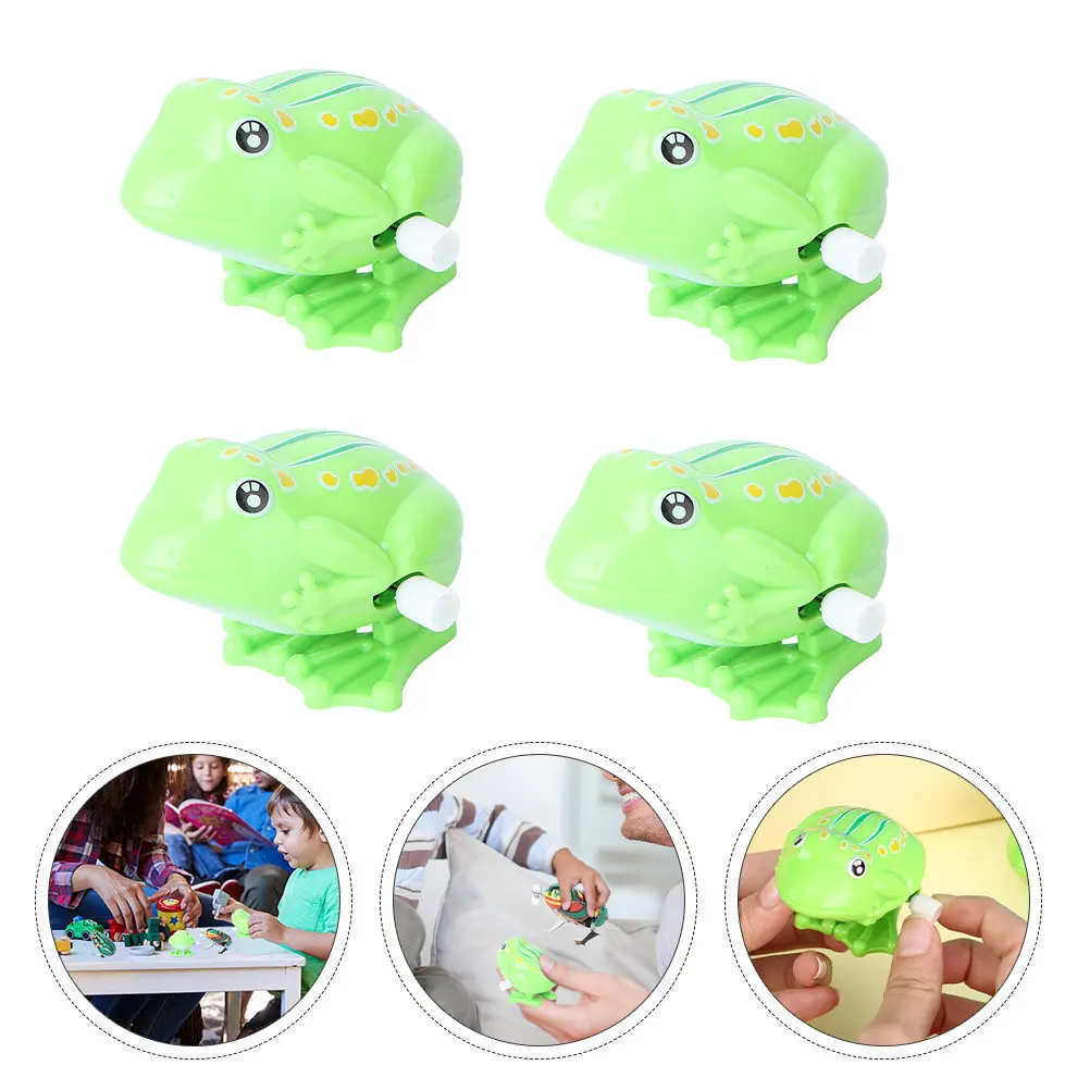

4Pcs Wind-Up Jumping Frogs Cartoon Clockwork Animal Playthings Kids Early Learning Interactive Fun Desktop Decor