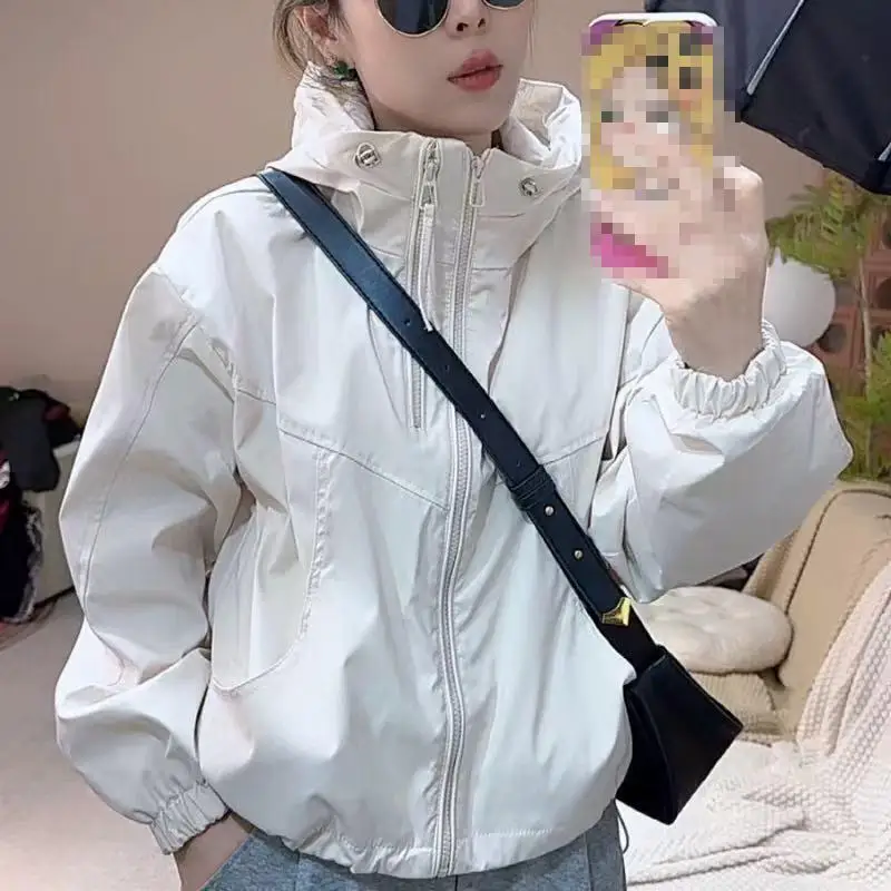 Women's Hooded Assault Jacket for In Spring Autumn New European Style Sports Leisure Jacket for Women Long Sleeved Jacket Tops
