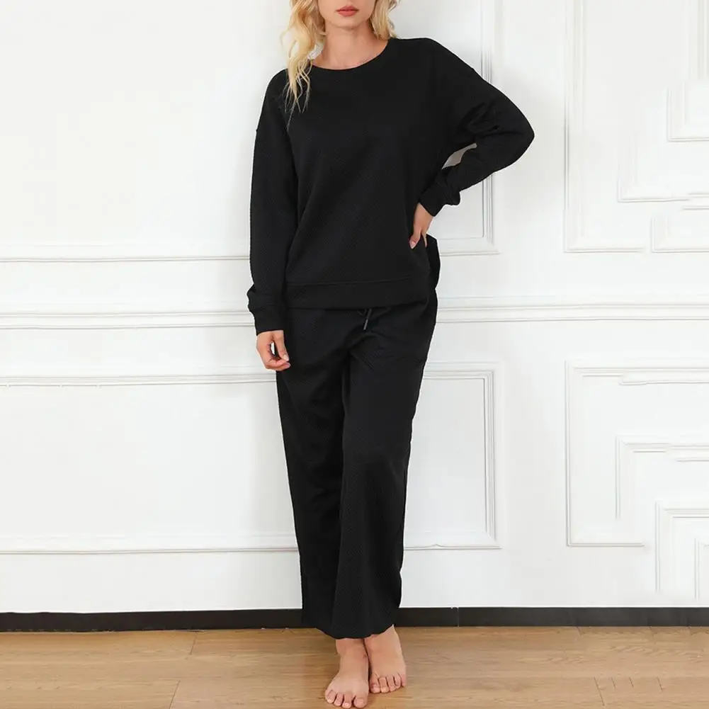 

Повседневный одинаковый костюм, однотонный костюм-двойка, женский однотонный спортивный свитшот, комплект с широкими брюками на осень