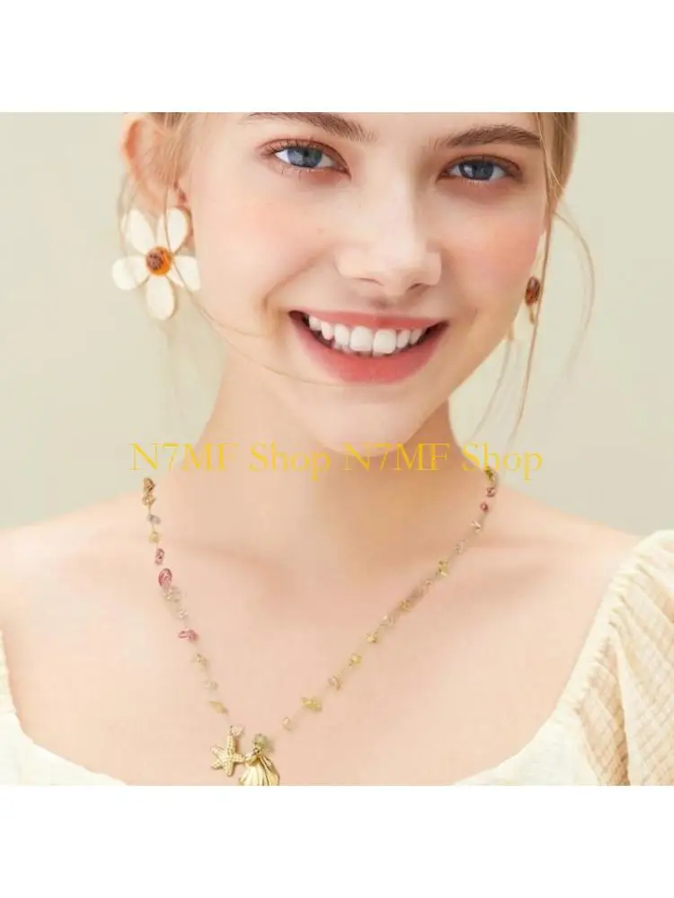 

N7MF стильное позолоченное пляжное ожерелье из нержавеющей стали, комплект украшений с морской звездой и сверкающими стразами