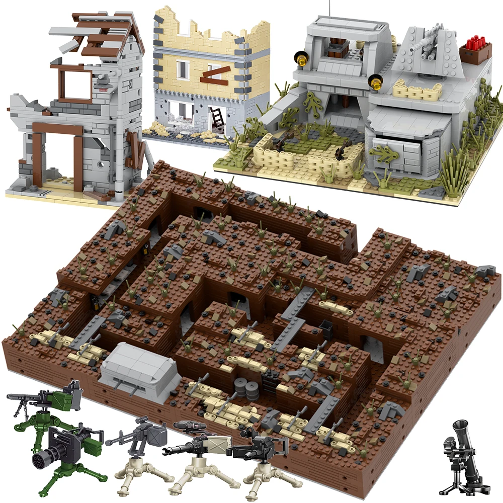 Militär Serie MOC Ziegel Moderne Warfare WW2 Fortifications Action Figure Wars Modell Bausteine Kinder Spielzeug Für Kinder Geschenk