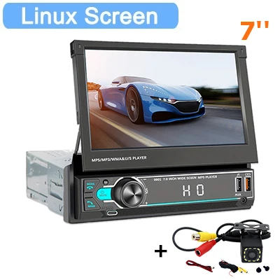 XC 1 din Autoradio Carplay Universele 7 "IPS Intrekbare Scherm gps Navigatie 1Din Android Auto Multimedia Video speler - afbeelding 1