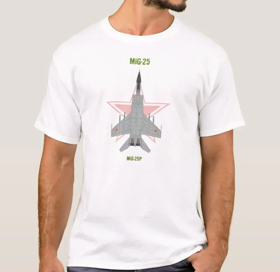 Soviet Air Force MiG-25P Foxbat Interceptor T-Shirt 100% Cotton O-Neck Short Sleeve Summer Casual Mens Tee Aviation Streetwear
