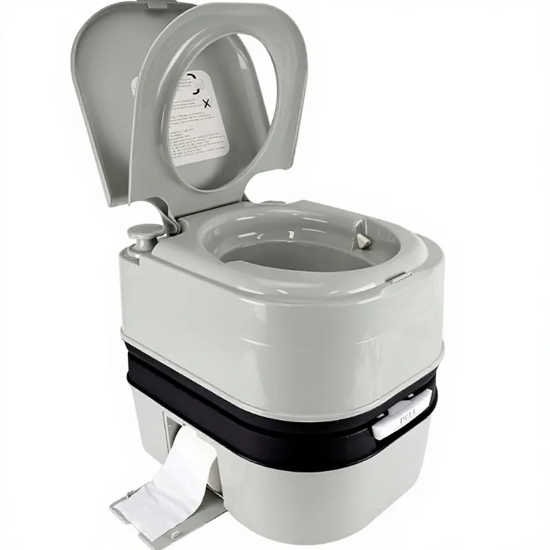 Portable Toilet 6.4 Gallon 24L Piston Pump Flush Level Indicator Detachable Anti-Leak Handle Rotating Spout Indoor Outdoor
