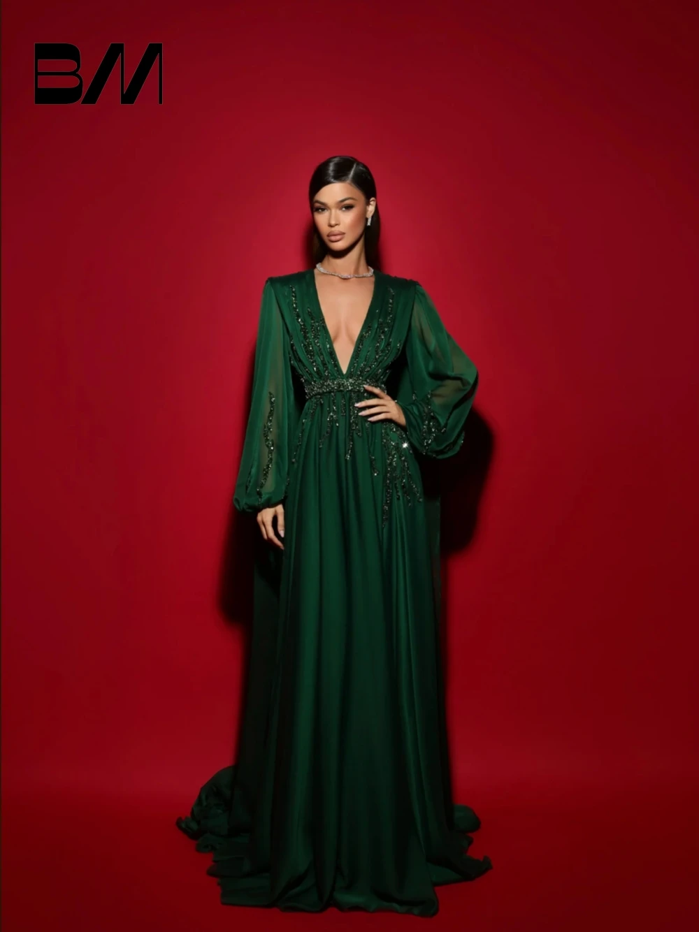 

Graceful A Line Evening Dress Women Sexy V Neck 2025 Modern Customized Celebrity Prom Long Sleeves Stylish Party Cocktail Gown