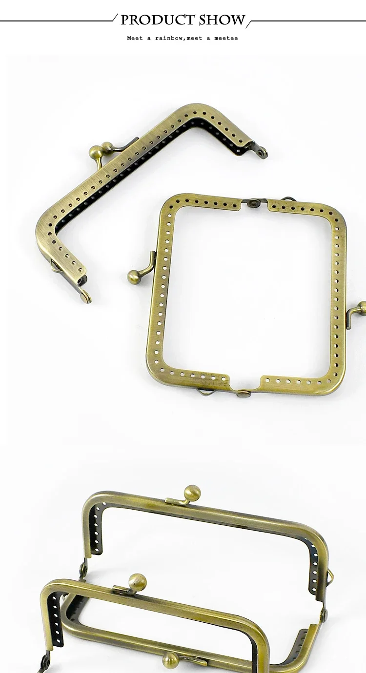 2/5Pcs 8.5-18.5cm Metal Handles for Handbag Square Brass Purse Frame Kiss Clasp DIY Sewing Brackets Wallet Handle Accessories