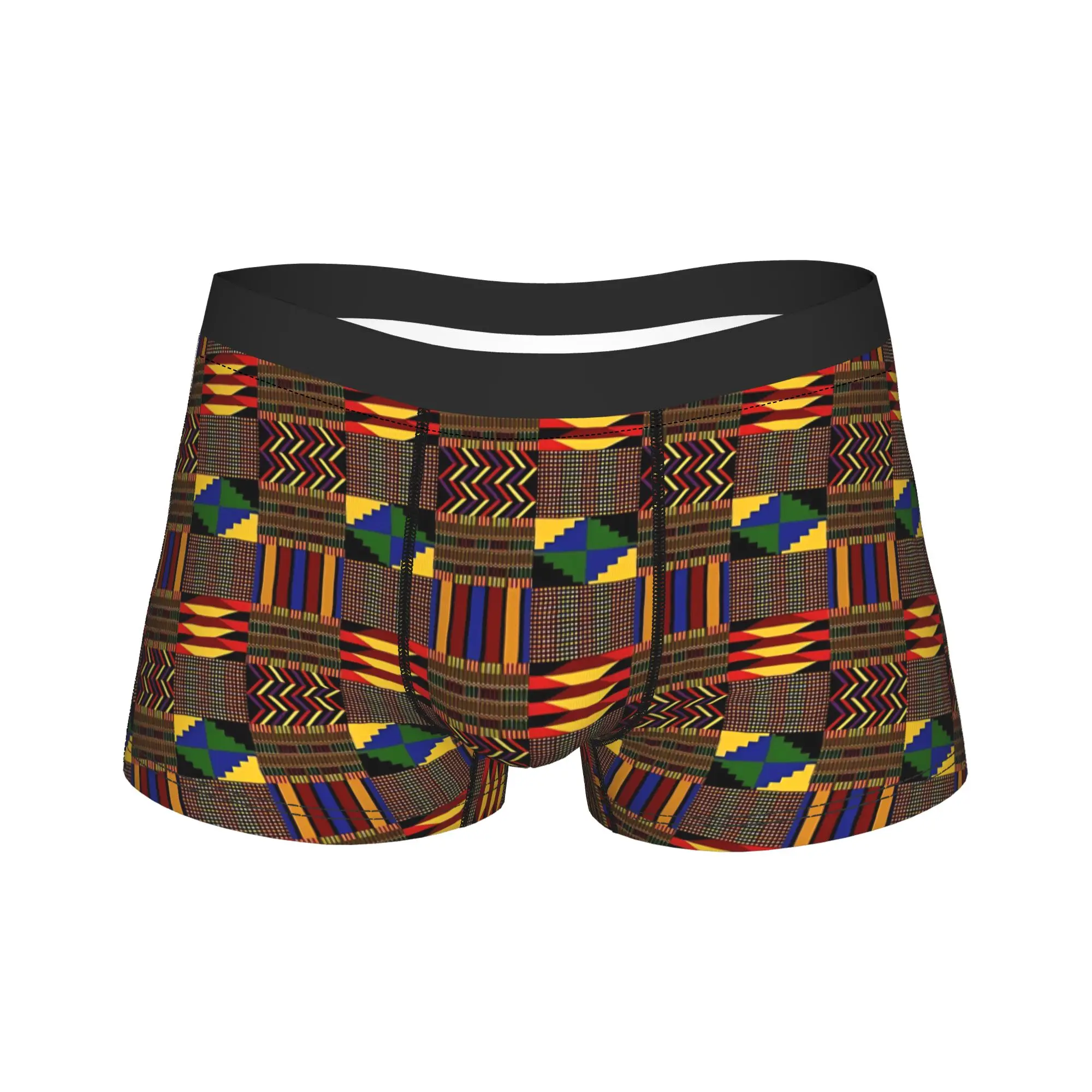 African Pattern Authentic Kente Cloth Underwear  Males Underpants Customs Classic Boxershorts Quality Boxer Brief Plus Size 2XL