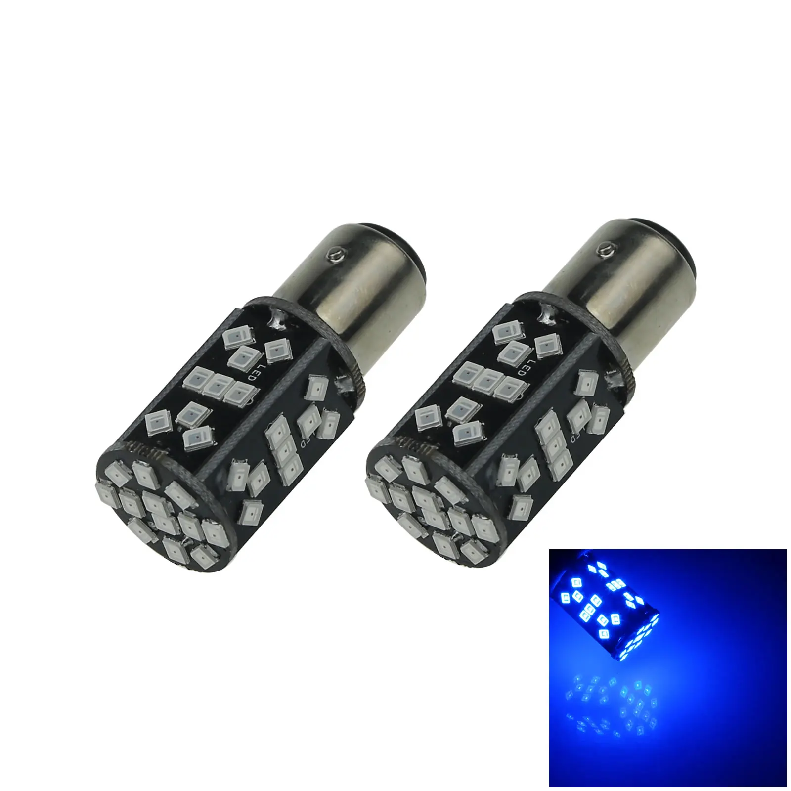 2x Blue AUTO 1157 Brake Lamp Reversing Light 48 Emitters 2835 SMD LED 1158 1493 E073-B