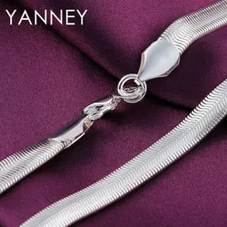 100% 925 Silver 6MM Side Snake Chain 6/16/18/20/22/24 Inches Bracelet Necklace For Women Men Fashion Wedding Jewelry Christmas