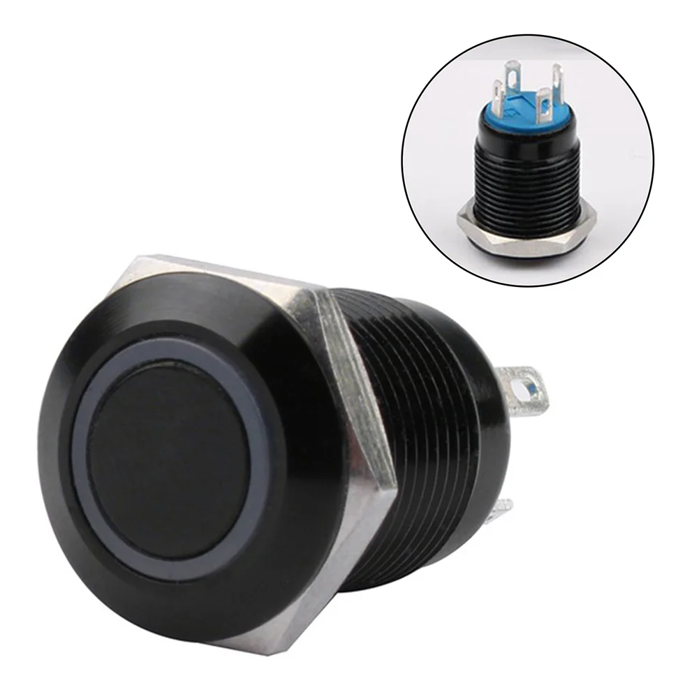 12mm Metal Button Switch Black Reset Small With Light Waterproof Button Switch Matching Sealing Circle&Nut WaterProof Accessorie