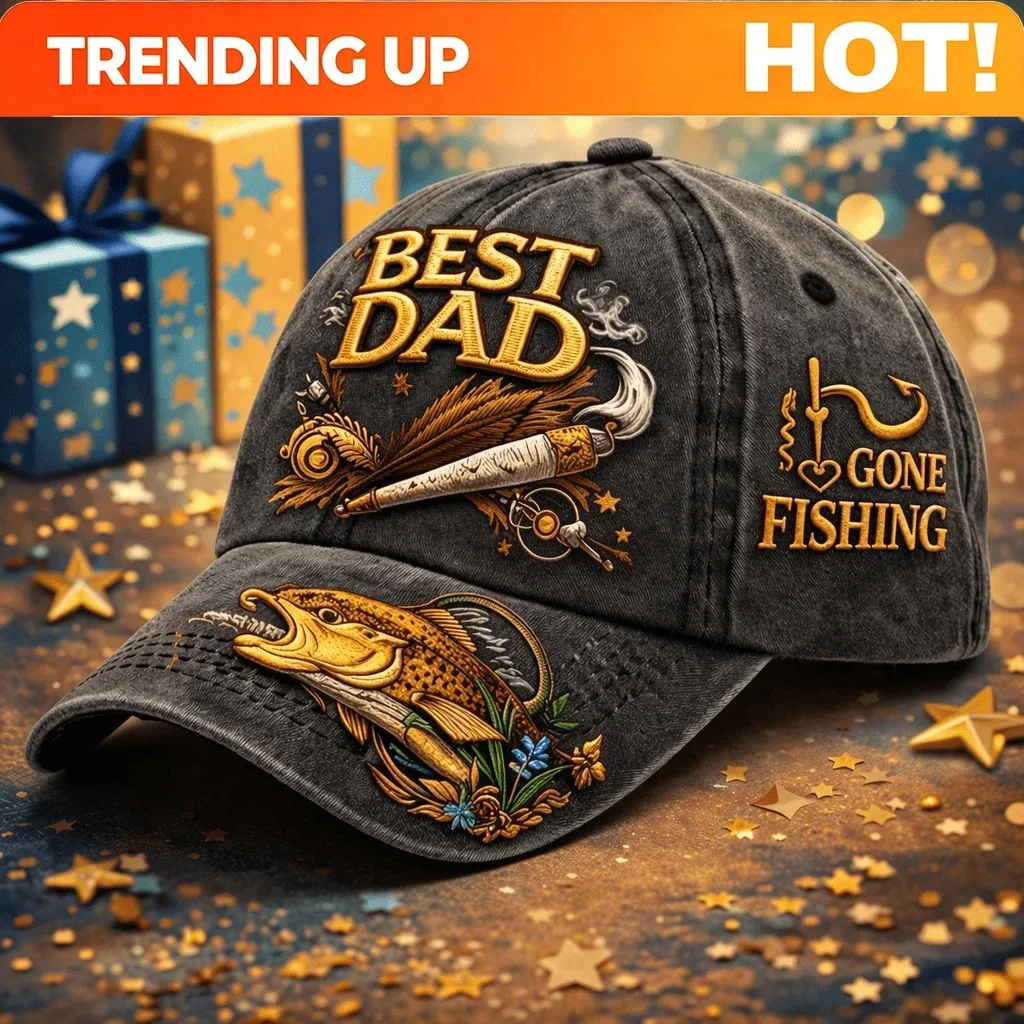 Custom The Ideal Fishing Hat For The Best Dad, Making It A Wonderful Gift For Father'S Day. This Stylish And Casual Cap Is Perfe