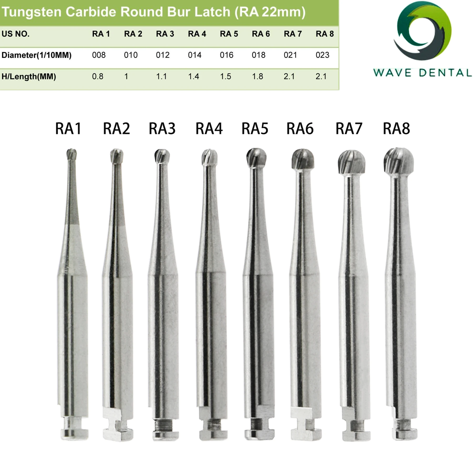 

WAVE Dental Tungsten Carbide Burs Low Speed Metal Round RA Series For Dentistry Lab Clinic Handpiece Bur 5Pcs/Pack