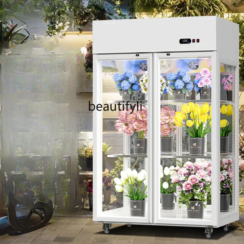 

Flower Preservation Commercial Glass Refrigerated Cabinet Flower Shop Floral Large Capacity Display Cabinet