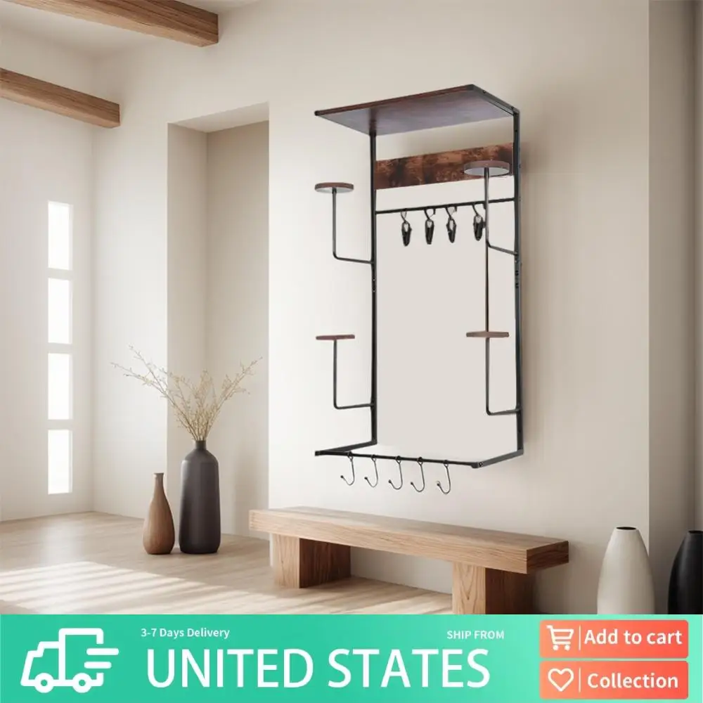 

Motorcycle Helmet Holder 4 Clip and 4 Hooks Helmet Holder Wall Mount Motorcycle Helmet Rack for Storing Motorcycle Accessories