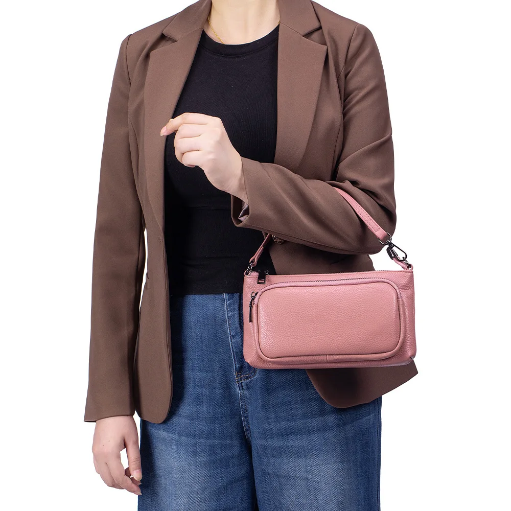 

Women's Top-Grain Leather Crossbody Bag Phone Sling Purse Rectangle Minimalist Shoulder Bag for Commute & Travel