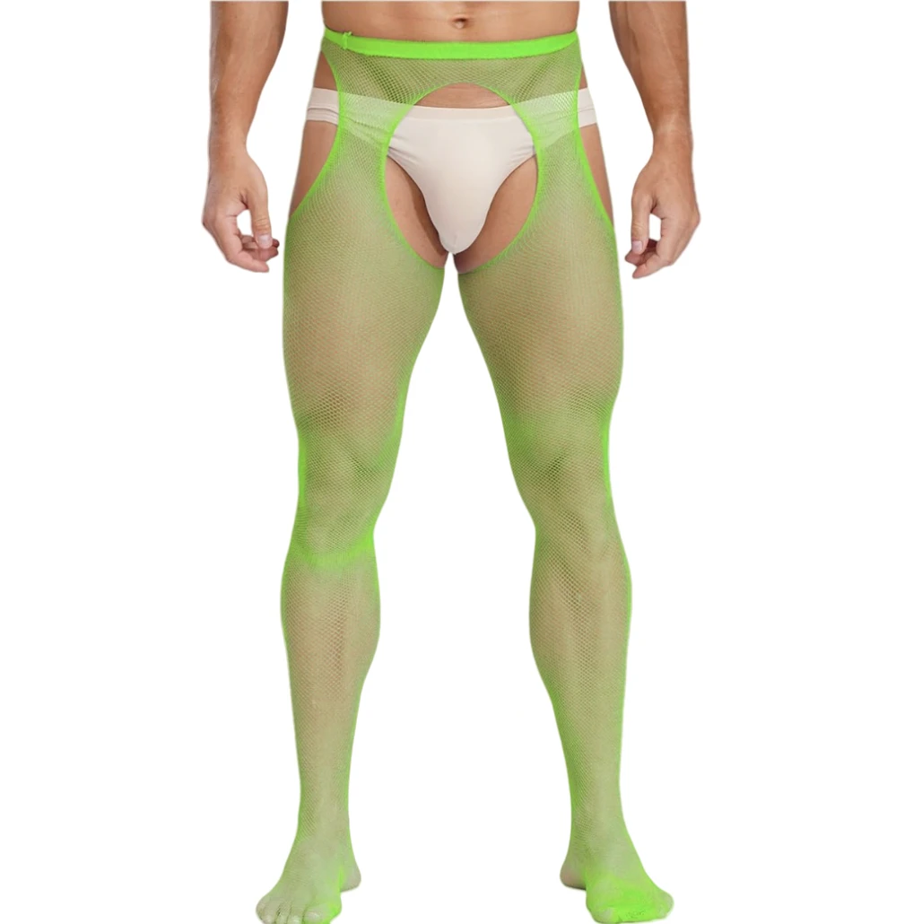 

Male Popular Colorful Tights Men's Open Crotch Legging Small Fishnet Bodystockings Gentleman Sexy Pantyhose Night Wear Socks