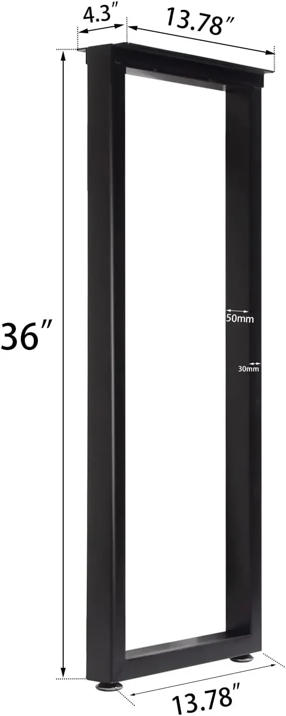 Pernas de mesa de bar de metal de 36 polegadas, perna de mesa de jantar estilo industrial resistente com almofadas de pés de ajuste, conjunto de 2