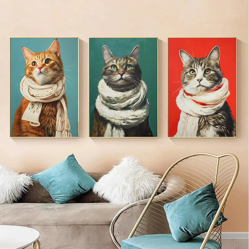 1pc frameless Canvas Painting Vintage Cute Animal Rabbits Dog Cat Pig Duck Posters and Prints Canvas Printing Wall Art Picture f