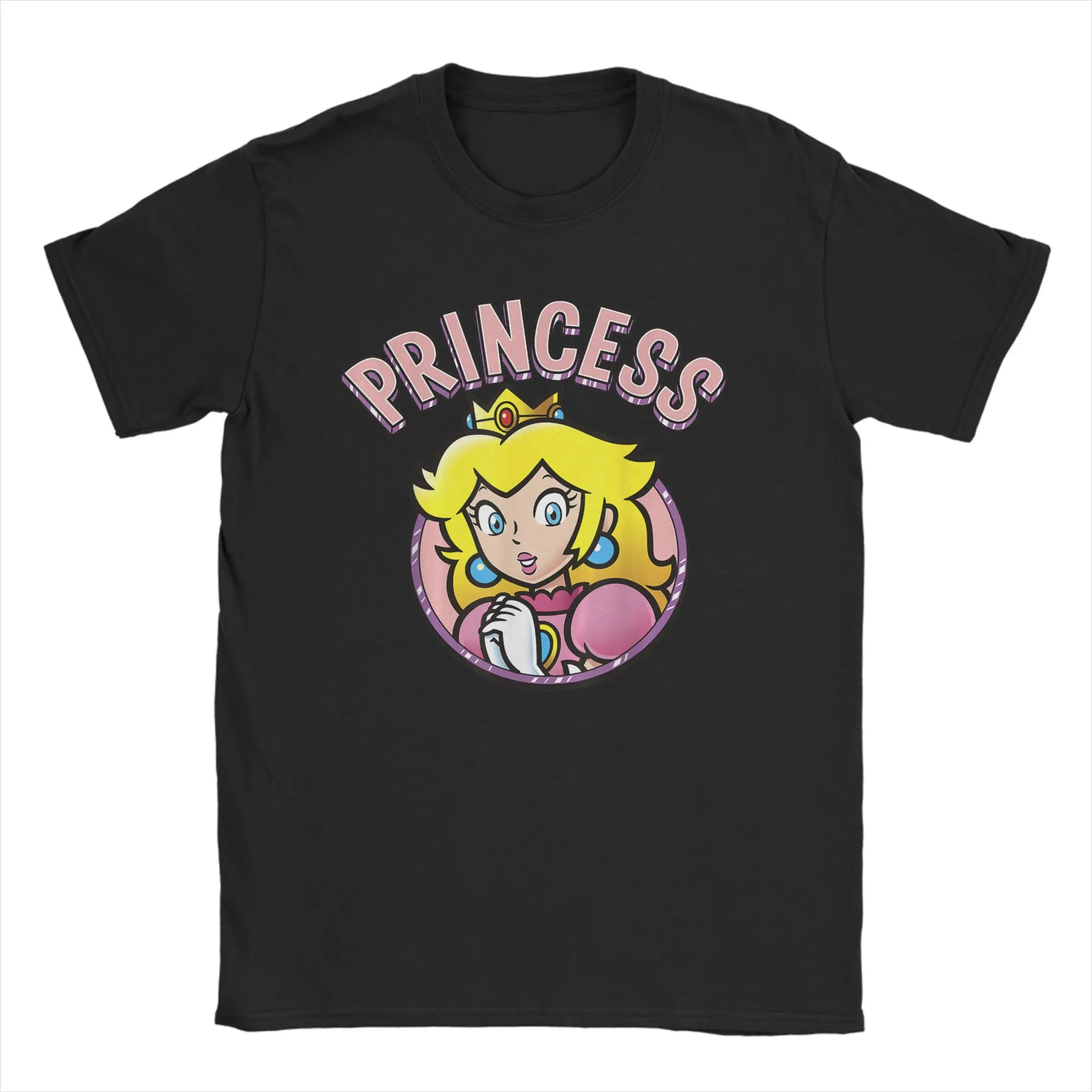 Super Marios Peach The Princess T Shirts for Men Pure Cotton Casual T-Shirt Crewneck Tee Shirt Short Sleeve Tops Plus Size