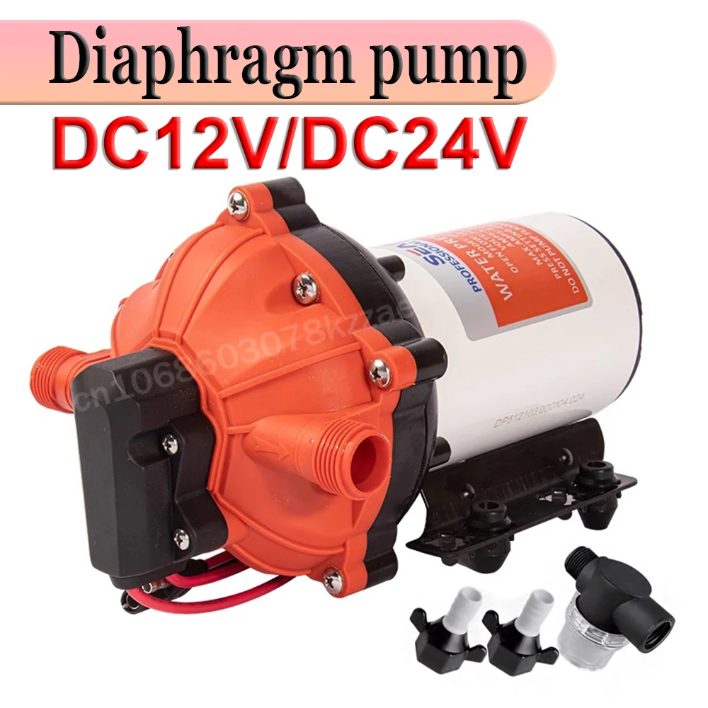DC12V/24V Self-priming Booster Pump, Large-flow Diaphragm Pump for RV/yacht, Pressurizing Water Pump for Sprayers