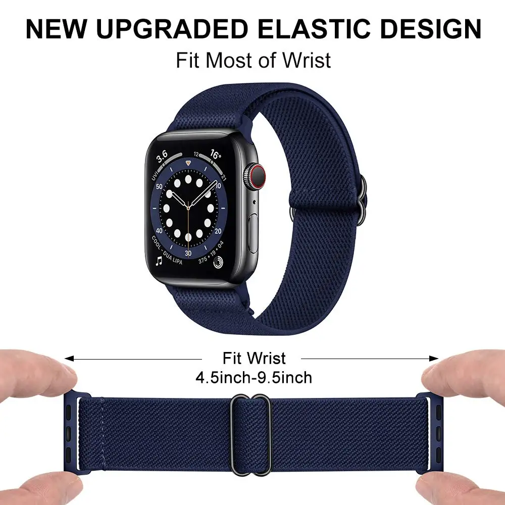 Scrunchie Strap For Apple Watch Band 44mm 40mm 38mm 42mm Elastic Nylon Solo Loop Bracelet iWatch Series 3 4 5 6 Se 7 45mm 41mm