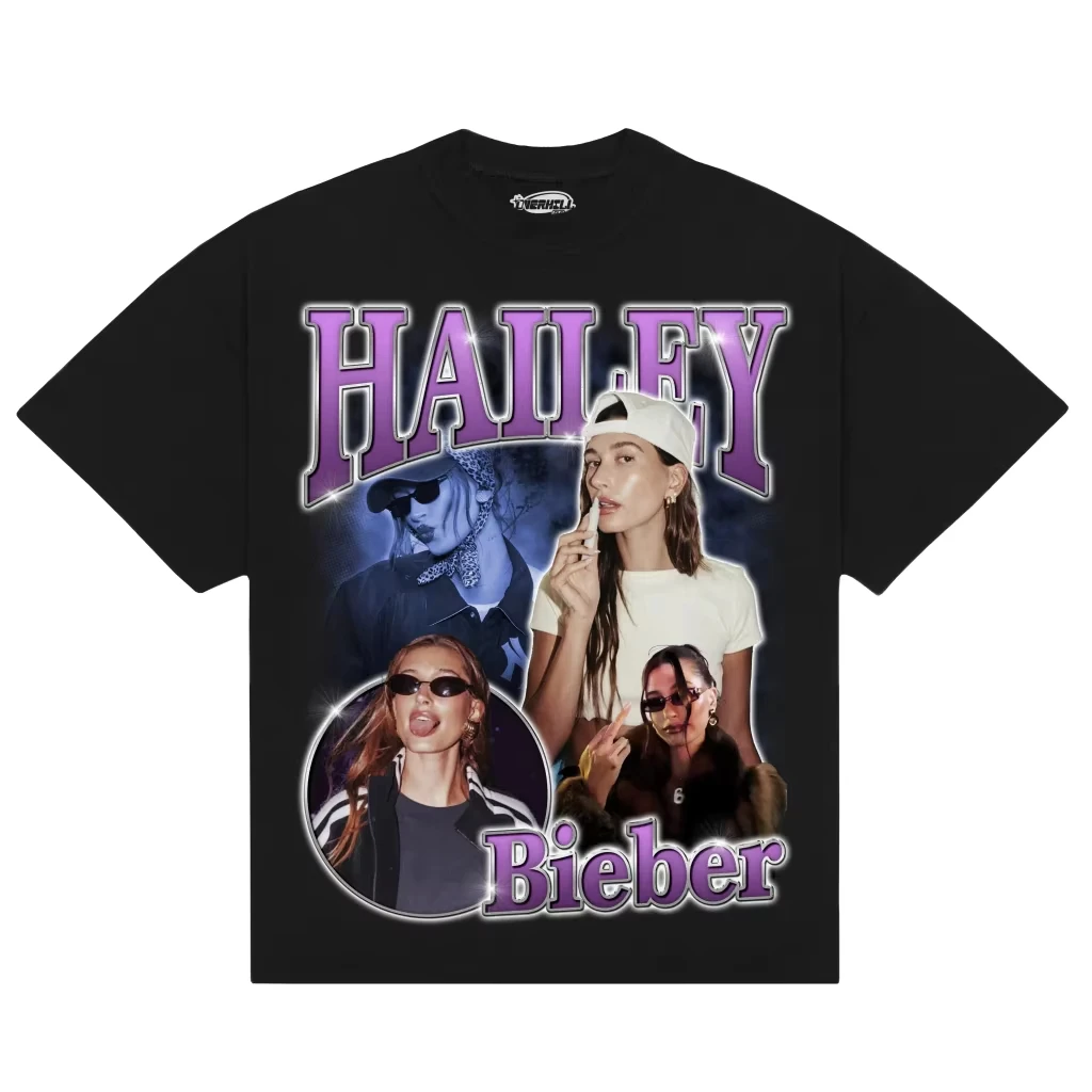 2026 New Relaxing for Fashion Singer HAILEY BIEBER T Shirt Mens Cotton Casual Short Sleeve Round Neck Clothing Loose Tops Trend