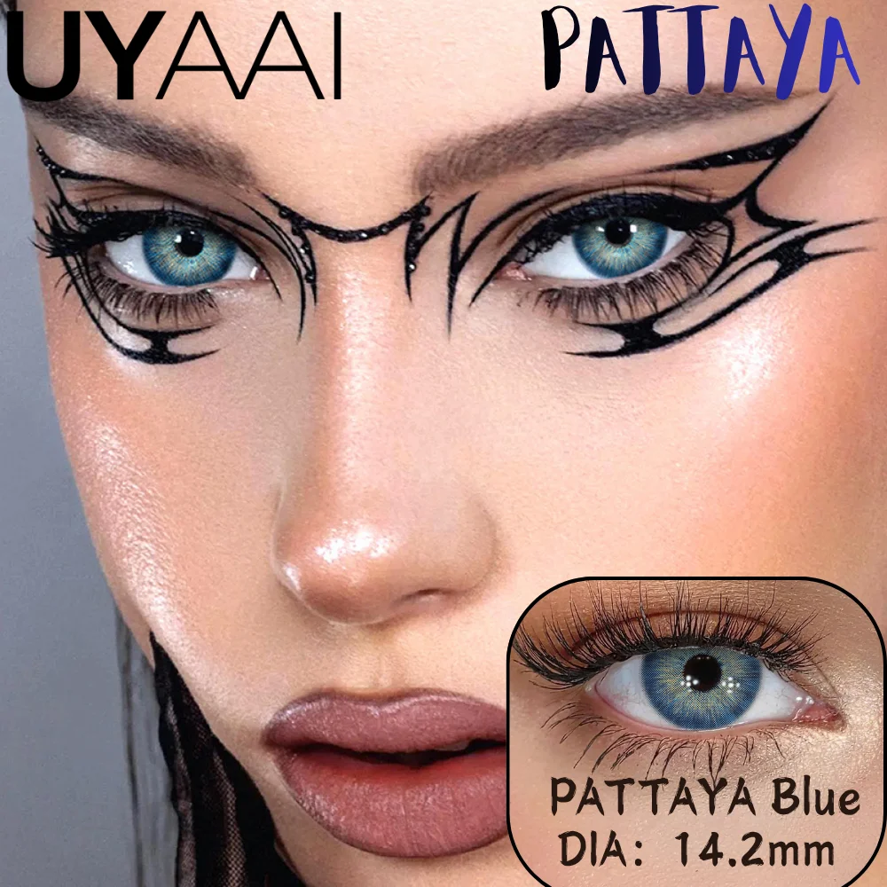 UYAAI PATTAYA Color BULE 1 par de lentes de contacto con alta saturación de color natural y borde definido, ambiente suave que reduce la edad