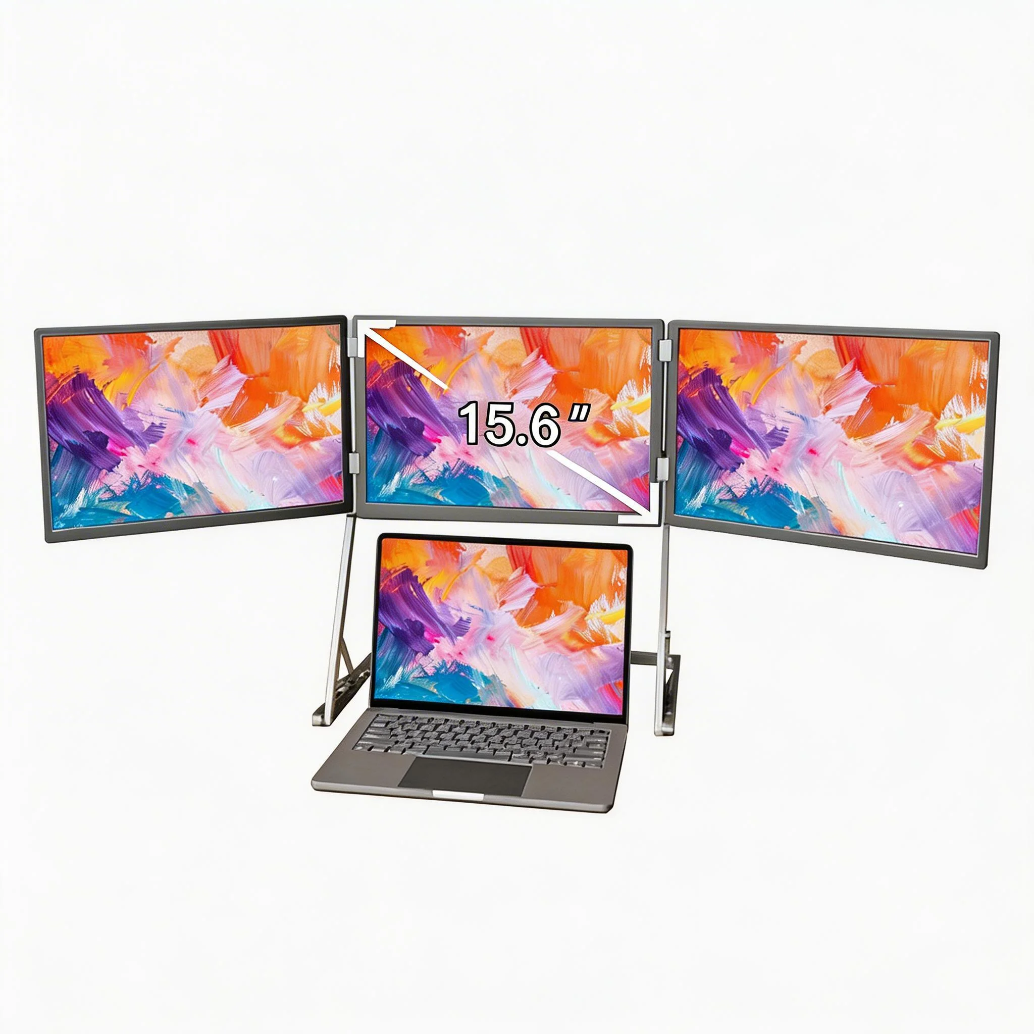 2026 New ODM Triple Monitor Screen15.6Inch FHD Monitor Portatil Gaming Portable Gaming Monitors Plug & Play Monitor Extender Wi