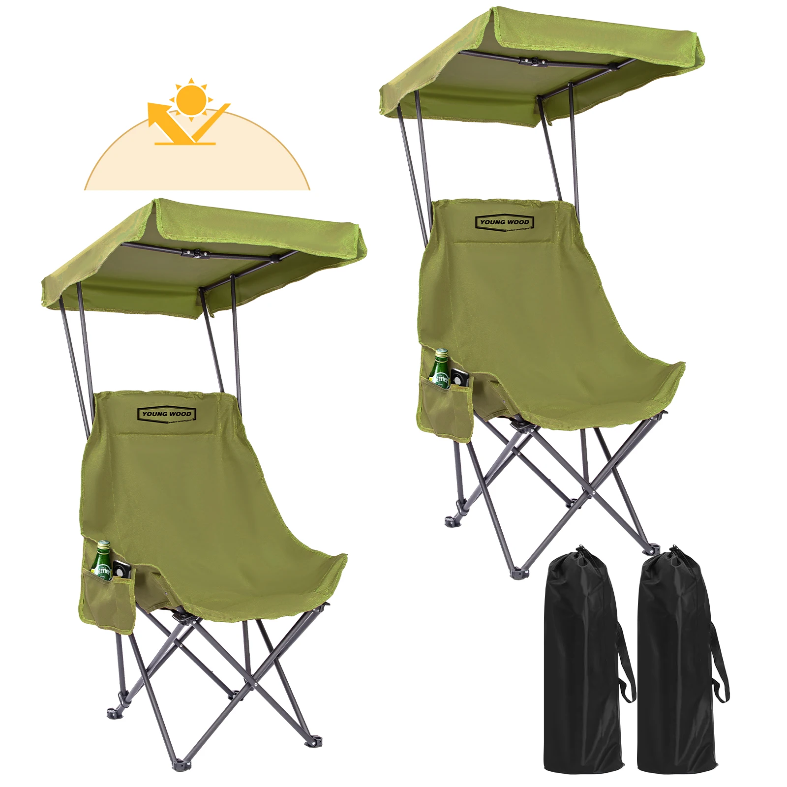 

2PC Green Folding Chair Shed Outdoor Leisure Design Unique Folding Portable Camping Picnic Beach Vacation High-quality Material