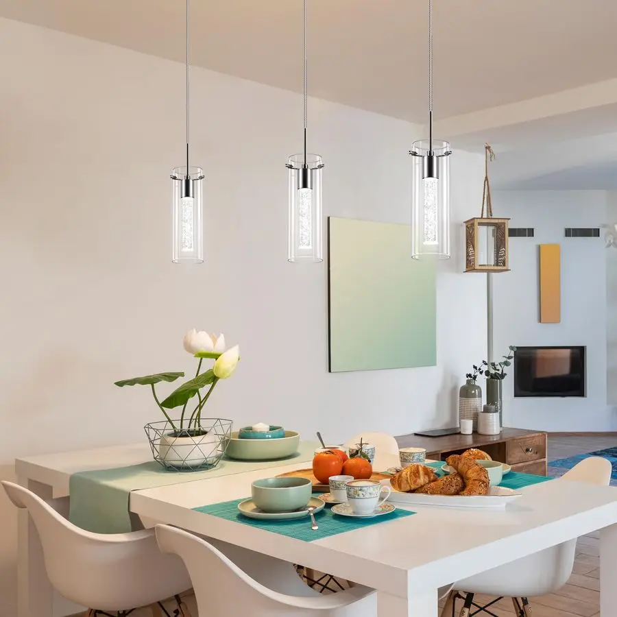 تركيبات إضاءة السقف، إضاءة المطبخ LED أضواء قلادة كريستالية جزيرة المطبخ، 1 ضوء متكامل للمطبخ معلقة #5