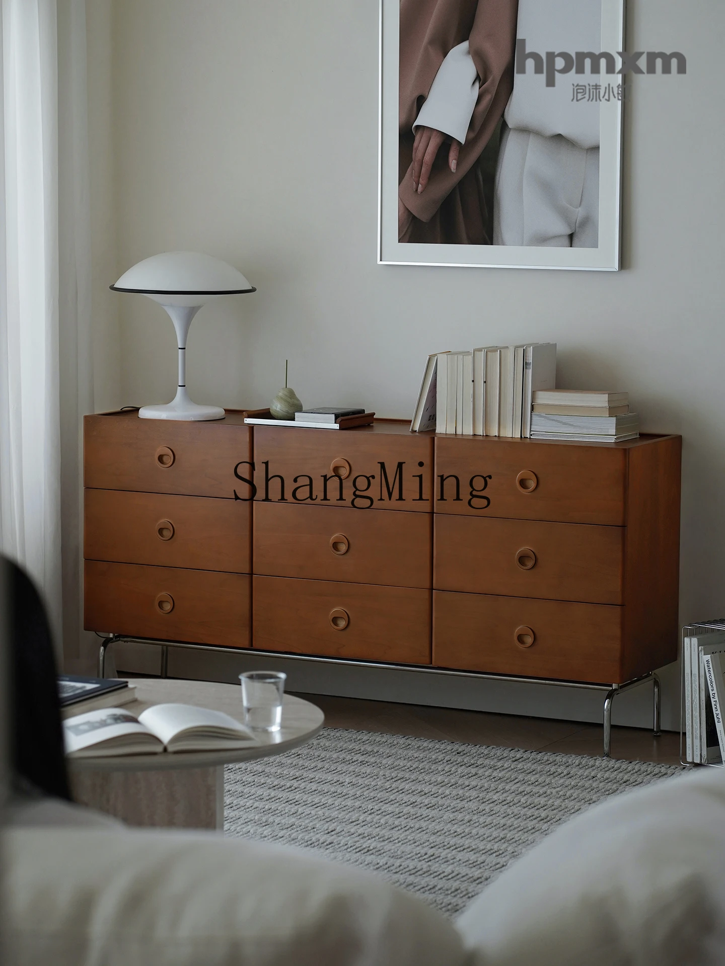 

CL Retro Nine-Drawer Cabinet Storage Bedroom Bedside Vintage Drawer Solid Wood Storage Cabinet