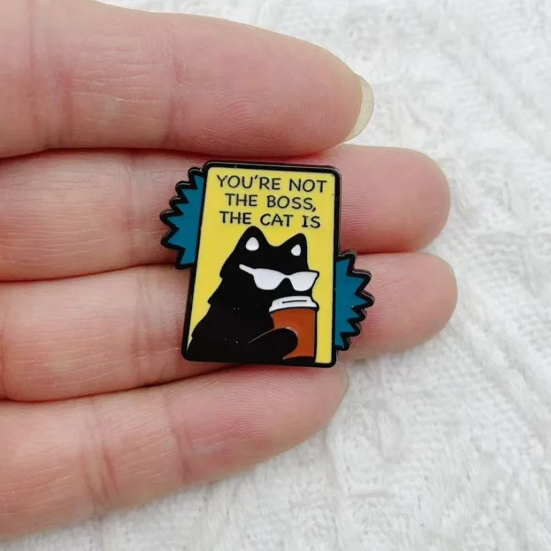 4pcs European and American retro creative hip-hop personality cartoon black cat series styling metal brooch versatile bag clothi view 5