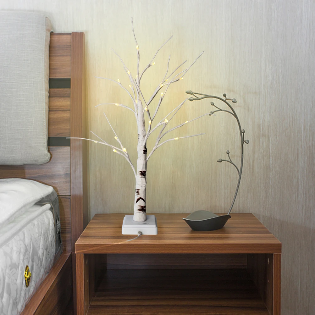 Birch Tree Lights 24 LED Desk Table Bedroom Decor Night Stylish Design Simulated Birch Room Decor Small Night Lamp LED Tree Lamp