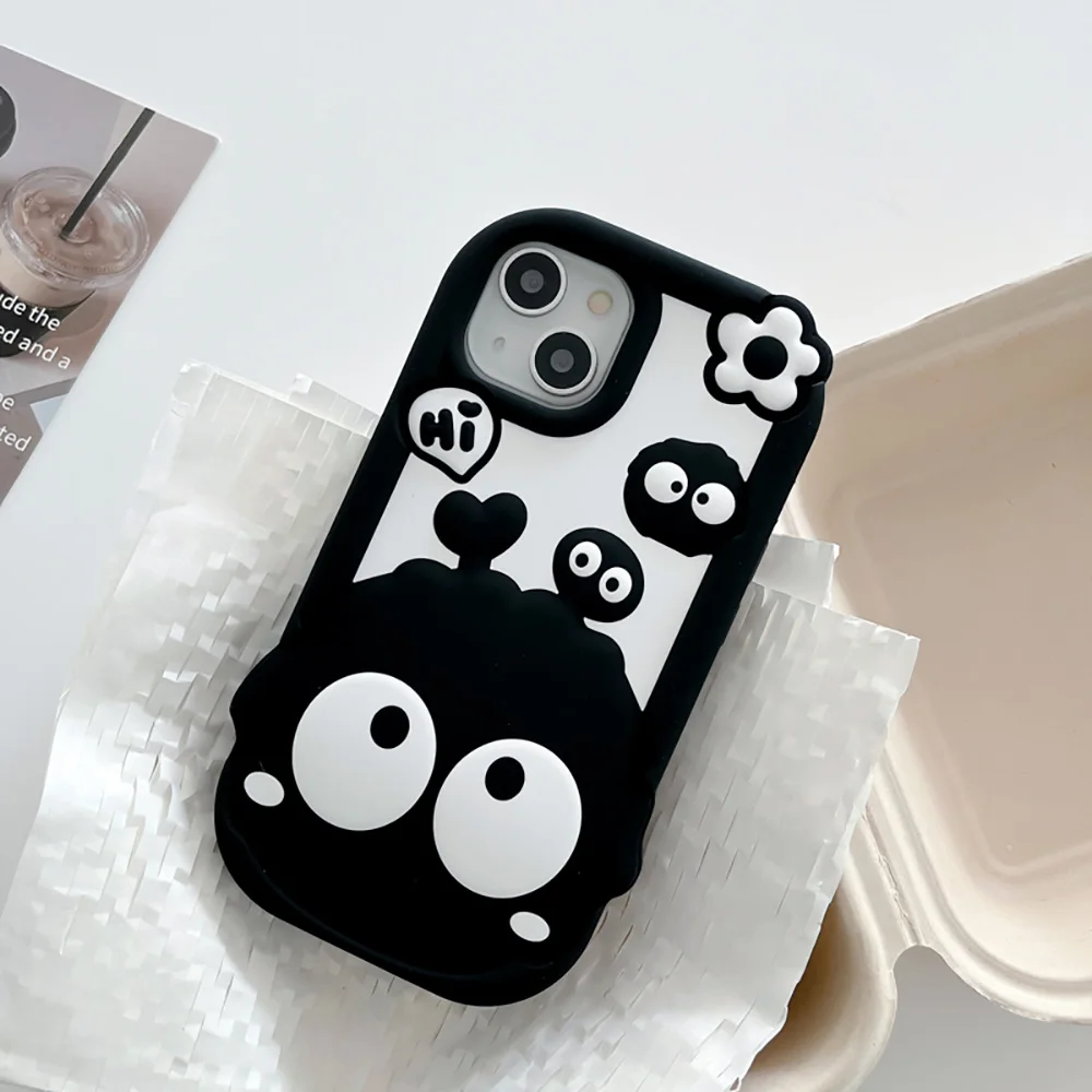 Für iPhone 11 12 13 14 15 16 Pro Max Cartoon Kohle Kugelkopf Hülle Weiche Silikonhülle – Detail 5
