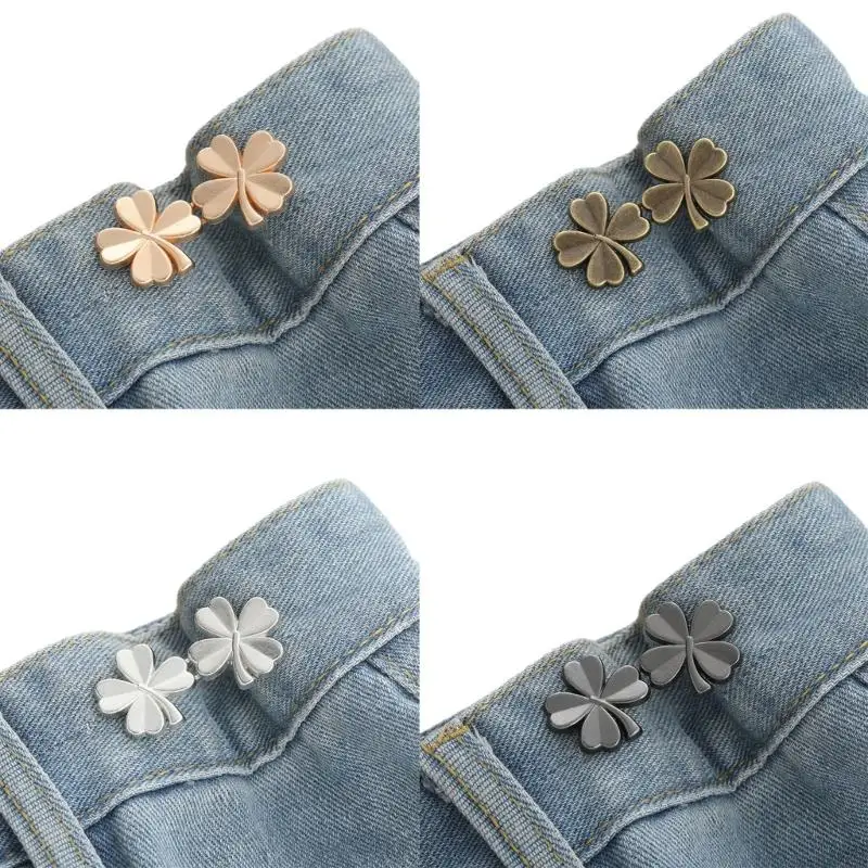 

15YC Shamrock Waist Pins for Girls Women Alloy Shawl Clip Waist Brooches Hook for Jeans Pants Buckle Waist Accessories