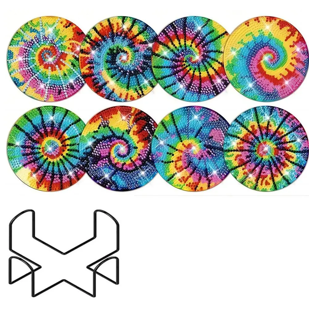 ماندالا الماس الوقايات الوقايات عدة المضادة للانزلاق الساطع الاكريليك الماس لوحات مع حامل تخفيض الإجهاد المطبخ طبق حصيرة