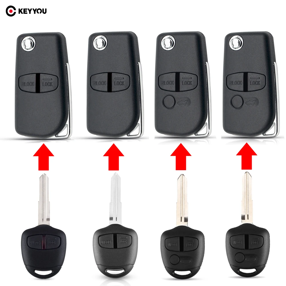 KEYYOU MIT11/MIT8 Blade 2/3 Buttons For Mitsubishi Lancer EX Evolution Grandis Outlander Modified Flip Remote Key Shell Case