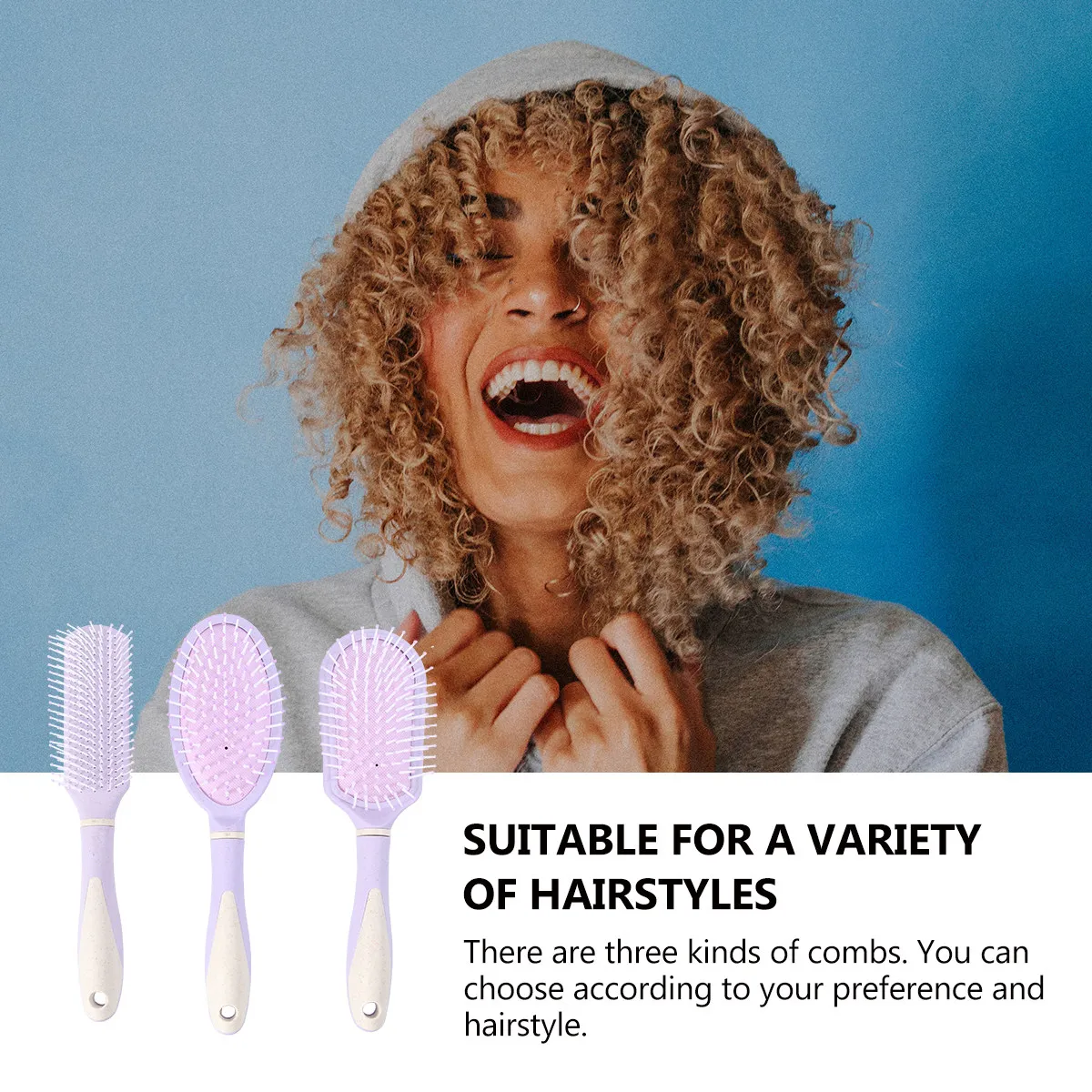 

Набор из 3 массажных расчесок для волос из АБС-пластика с эргономичной ручкой, для парикмахерских, домашнего использования, расслабляющий массажер для волос