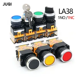 High quality LA38 series 22mm flat head button switch 1NO/1NC instantaneous button switch 2 positions power start control switch