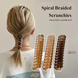 New Rubber Telephone Wire Spiral Braided Ponytail Holder Elastic Bands Bundle Scrunchies for Women Hair Accessories Headband